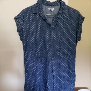 Cute polka dot denim dress